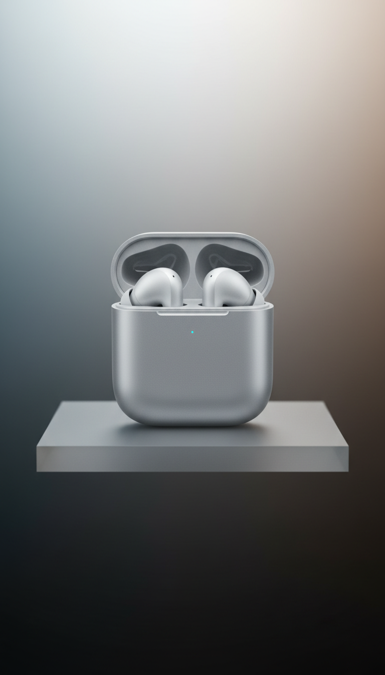 Wireless Earbuds with Frosted Silver Case
